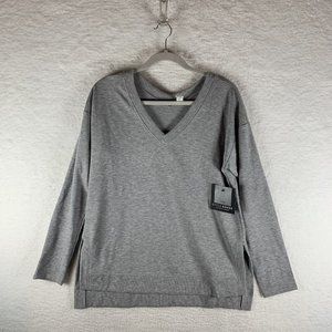 Cycle House Sweater Women's Medium Gray Polyester‎ Stretch V-Neck Pullover 6770